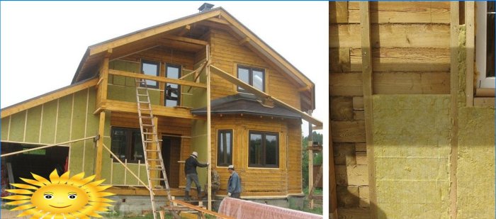 Isolering af huset udenfor med mineraluld til sidespor