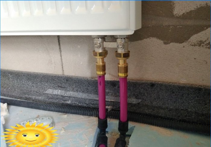 Nedre radiatorforbindelse med PEX-rør
