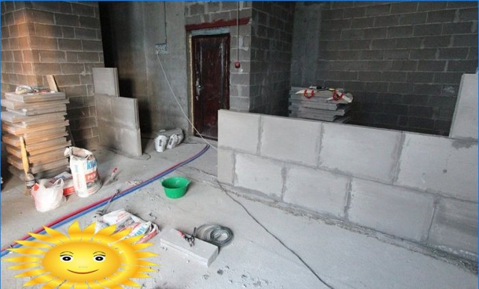Installation af en skillevæg lavet af gips tunge-og-rille plader