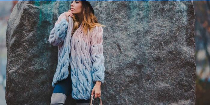 Grov Lalo cardigan med farveovergang