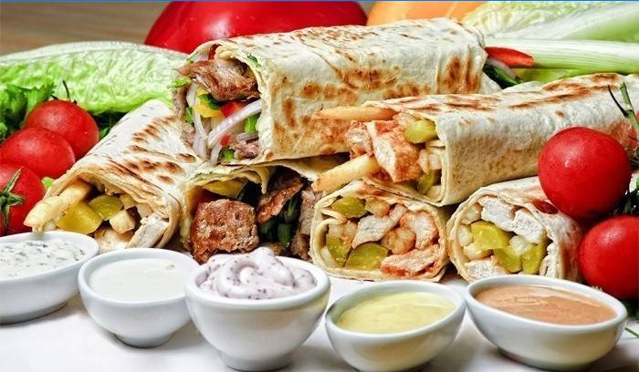 Shawarma med saucer