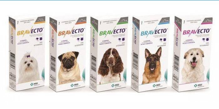 Pakninger af tabletter til hunde Bravecto