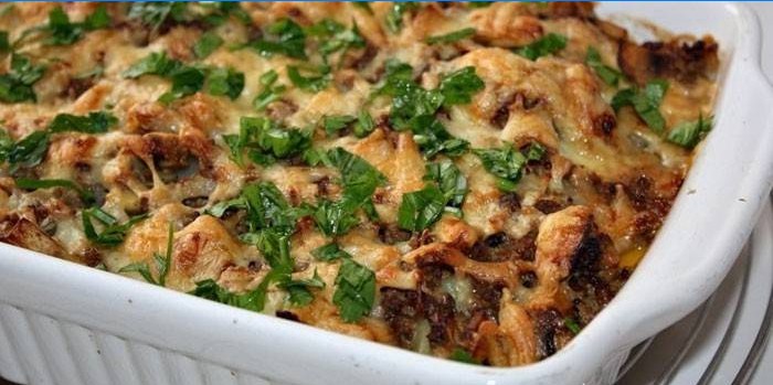 Kartoffelpande med kylling og svampe
