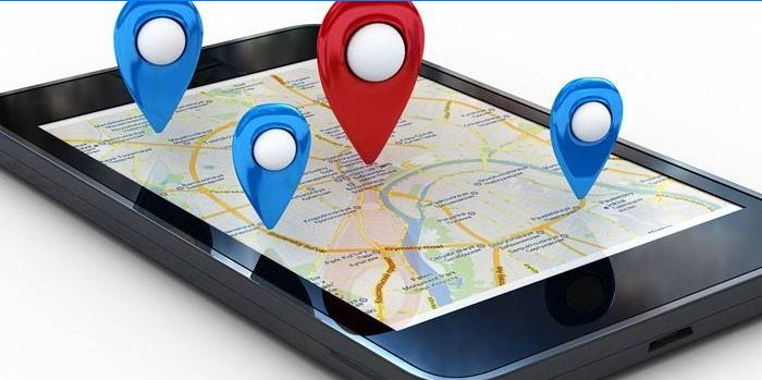 Mobiltelefon med geolocation-point