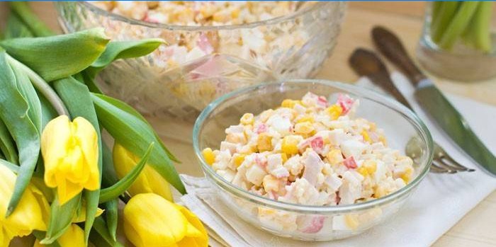 Krabbe salat og tulipaner