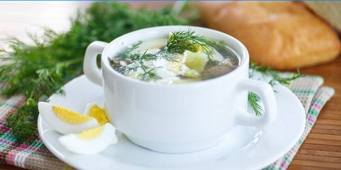 Kop suppe med sorrel og æg