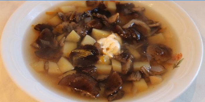 Kartoffelsuppe med friske svampe