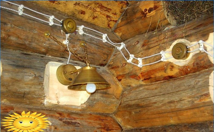 Installation af åben ledning i et bjælkehus