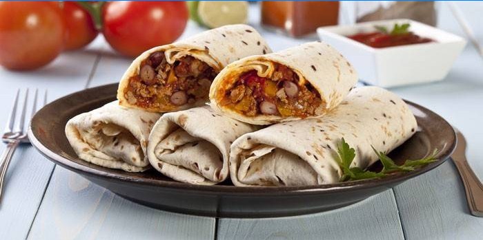 Kylling og bønne Burrito