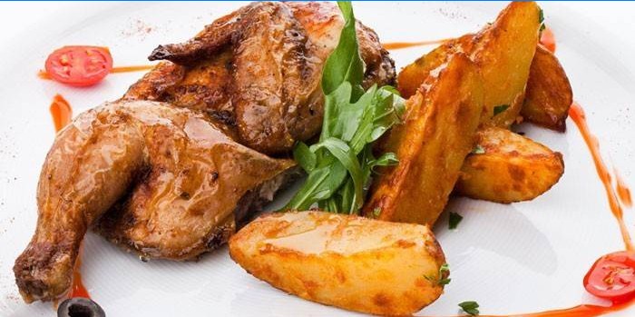 Halv kyllingtobak med kartoffelskiver