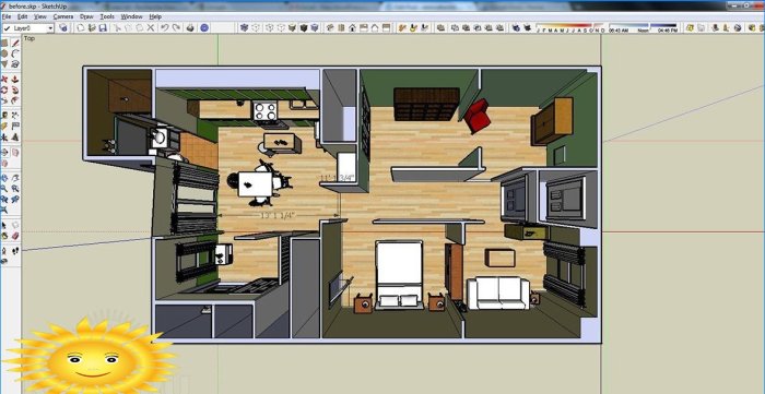 Interiørlayout af et hus i SketchUp