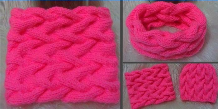 Pink snood med fletninger