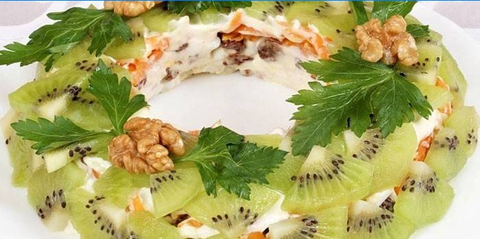 Puff salat malachit armbånd med kiwi