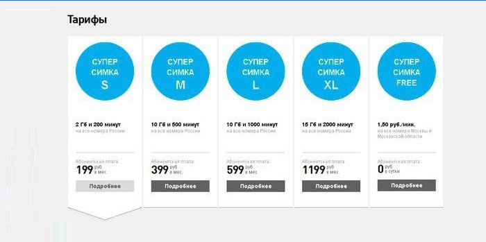 Tariffer for mobil kommunikation i Rostelecom