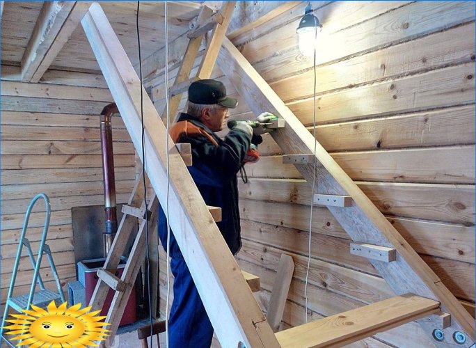 Installation af en trætrappe til loftet