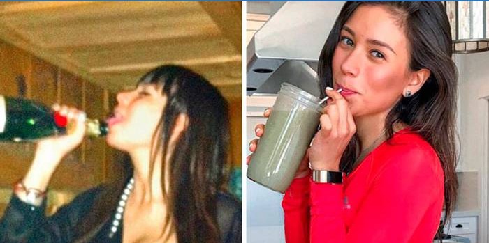 Pige før og efter hyppig drikning