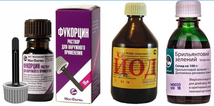 Fukortsin, iod og Zelenka