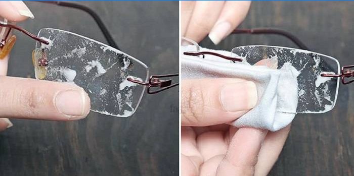 Fjernelse af ridser fra briller med sodavand