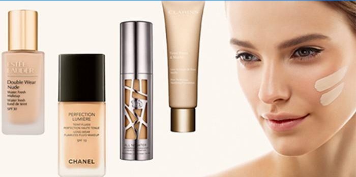 Foundation fra Este Lauder, Chanel, Lancome, Clarins