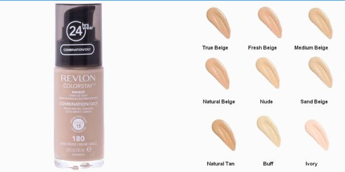 REVLON Colorstay Makeup Til kombineret olieagtig hud Sandbeige og farvepalet