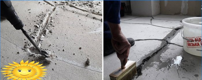 Reparation af revner i betongulvet
