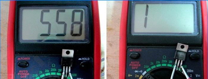 Kontrol af felteffekttransistor med et multimeter