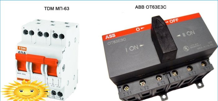 Modulær trepositionskontakt TDM MP-63 og 3-faset switch ABB OT63E3C