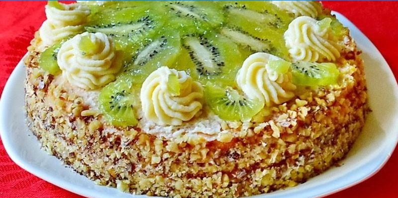 Kiwi valnødskage