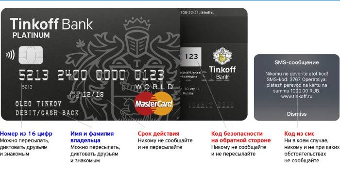 Tinkoff-bankkortfunktioner