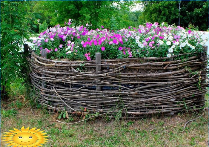Hvad kan du lave et hegn til en blomsterbed: fotoideer