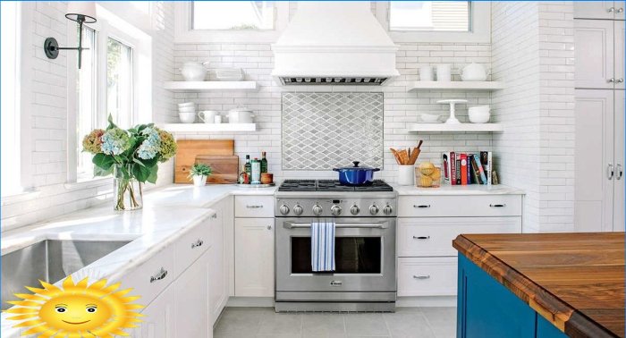 Hvidt køkken: designeksempler