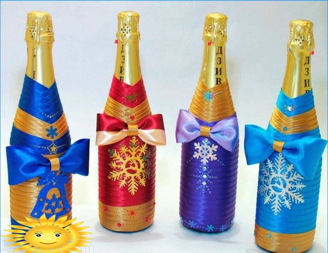 Ideer til julepynt til en champagneflaske