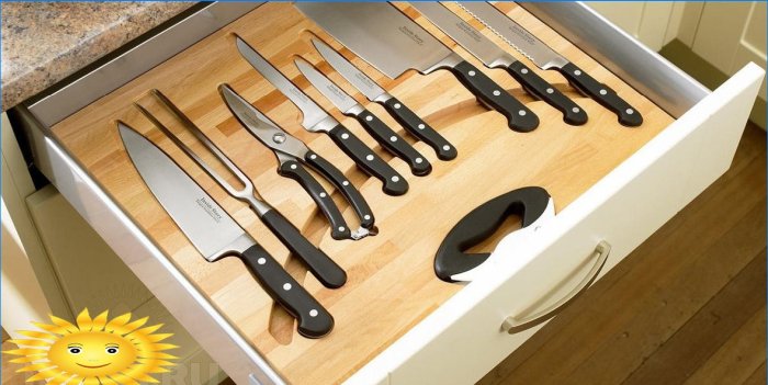Opbevaring af knive i køkkenet
