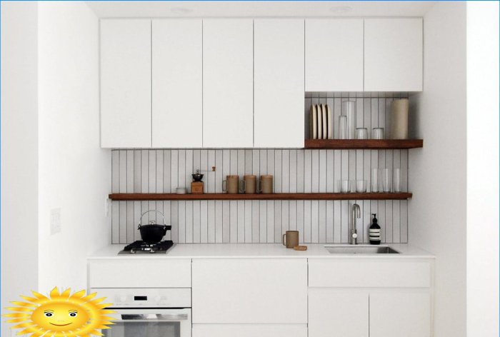 Lille køkken: fotos og eksempler på arrangement design