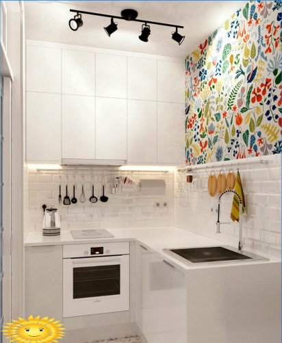 Lille køkken: fotos og eksempler på arrangement design