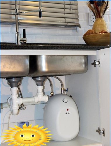 Vandvarmer under vasken: Sådan installeres en kedel under vasken