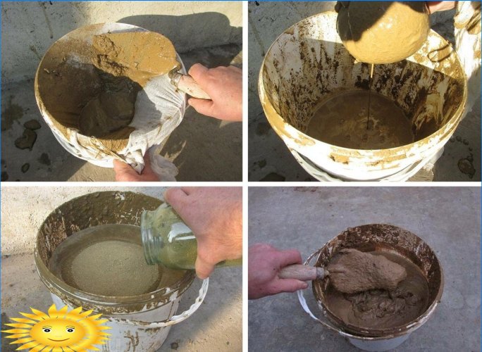 Klargøring af en morter fra ler og sand