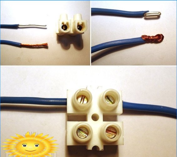 Typer af elektriske forbindelser til strandede ledninger