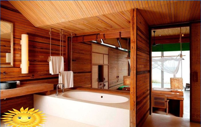 Badeværelse i et træhus: efterbehandlingsmuligheder