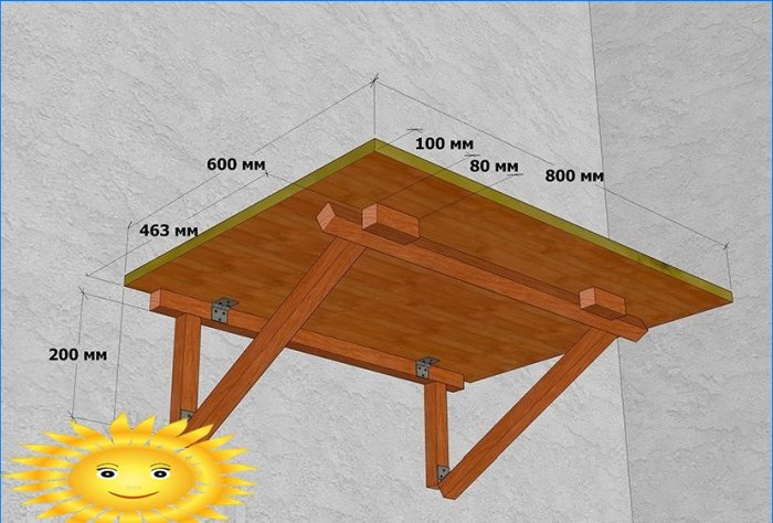 DIY foldet køkkenbord: tegninger og diagrammer