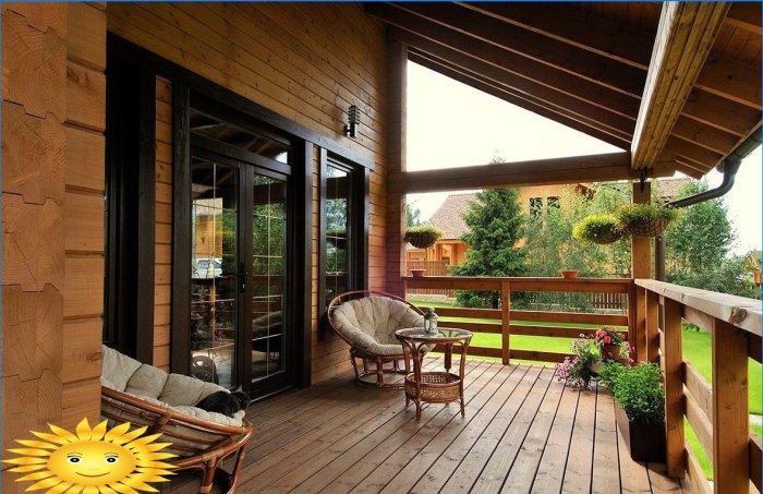 Fotos og designideer til en udvidelse af verandaen til et privat hus