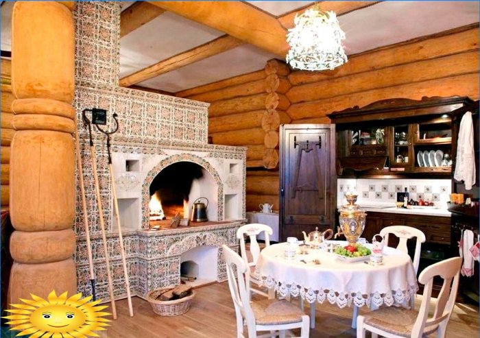 Russisk komfur i det indre af et moderne hus