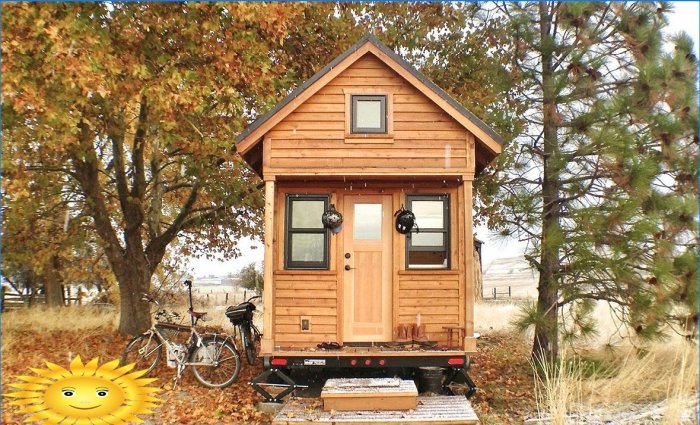 Tiny House: funktioner, eksempler på arrangement