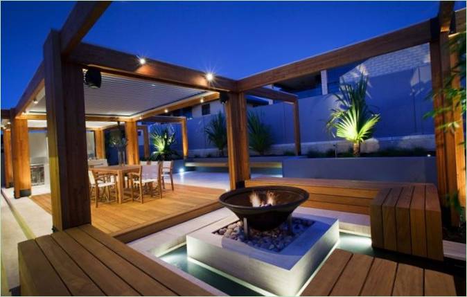 Interiør af terrassen i Hillarys strandhus