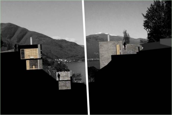 Et hus med panoramaudsigt over Lago Maggiore af Wespi de Meuron, Ronzo, Sant´Abbondio, Schweiz