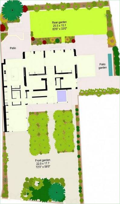 Skematisk situationsplan for The Lawns