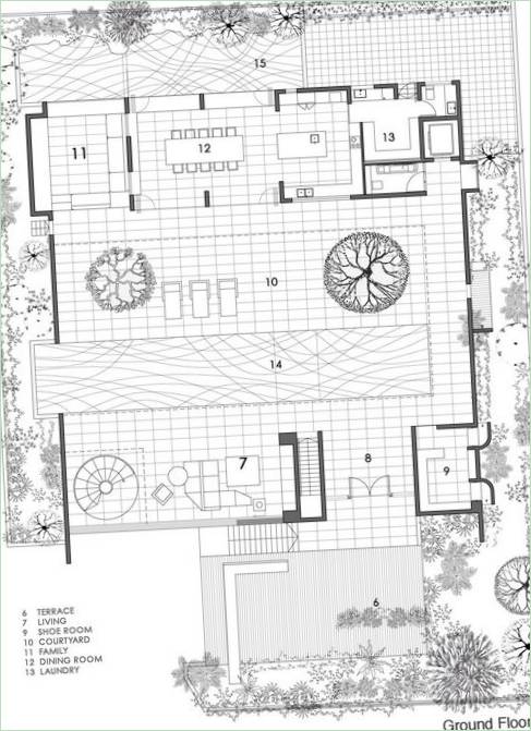 Interiøret i det tre-etagers Courtyard House af Formwerkz i Singapore