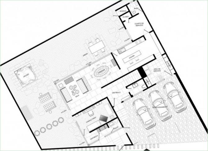 Interiør i et hus med kontor i Mexico City, Mexico