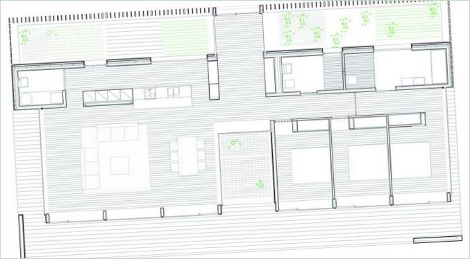 En skematisk tegning af den elegante Villa Indigo