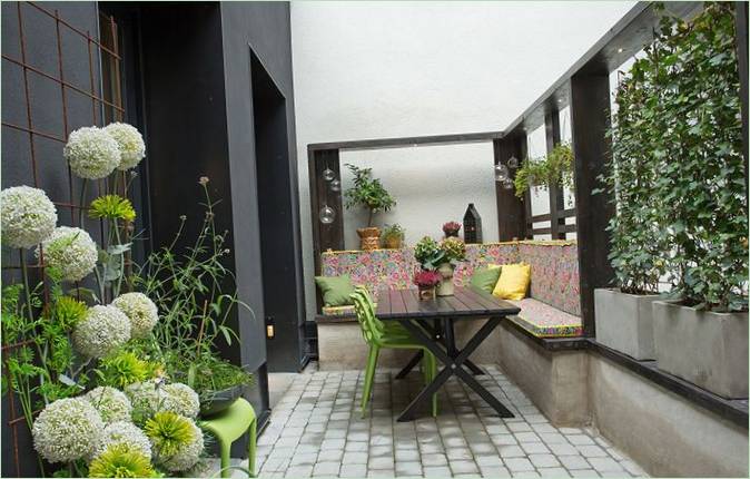 Terrasse på Stråhattfabriken Residences i Stockholm